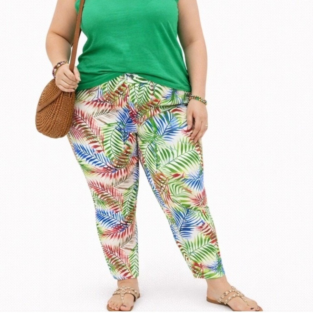 NEEDLE & CLOTH Size 16 Palm‎ Tree Skinny Ankle Pants Jeans Multicolored Tropical